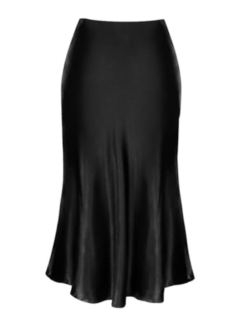 Womens Satin High Waisted Midi Skirt Silky A-Line for Wedding Work Party